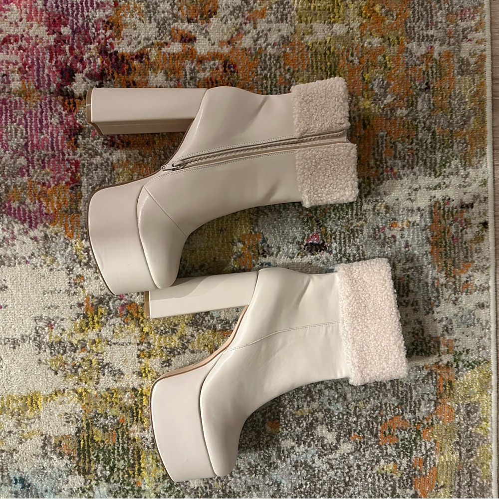 BRAND NEW Cream high heel FN boots- winter style